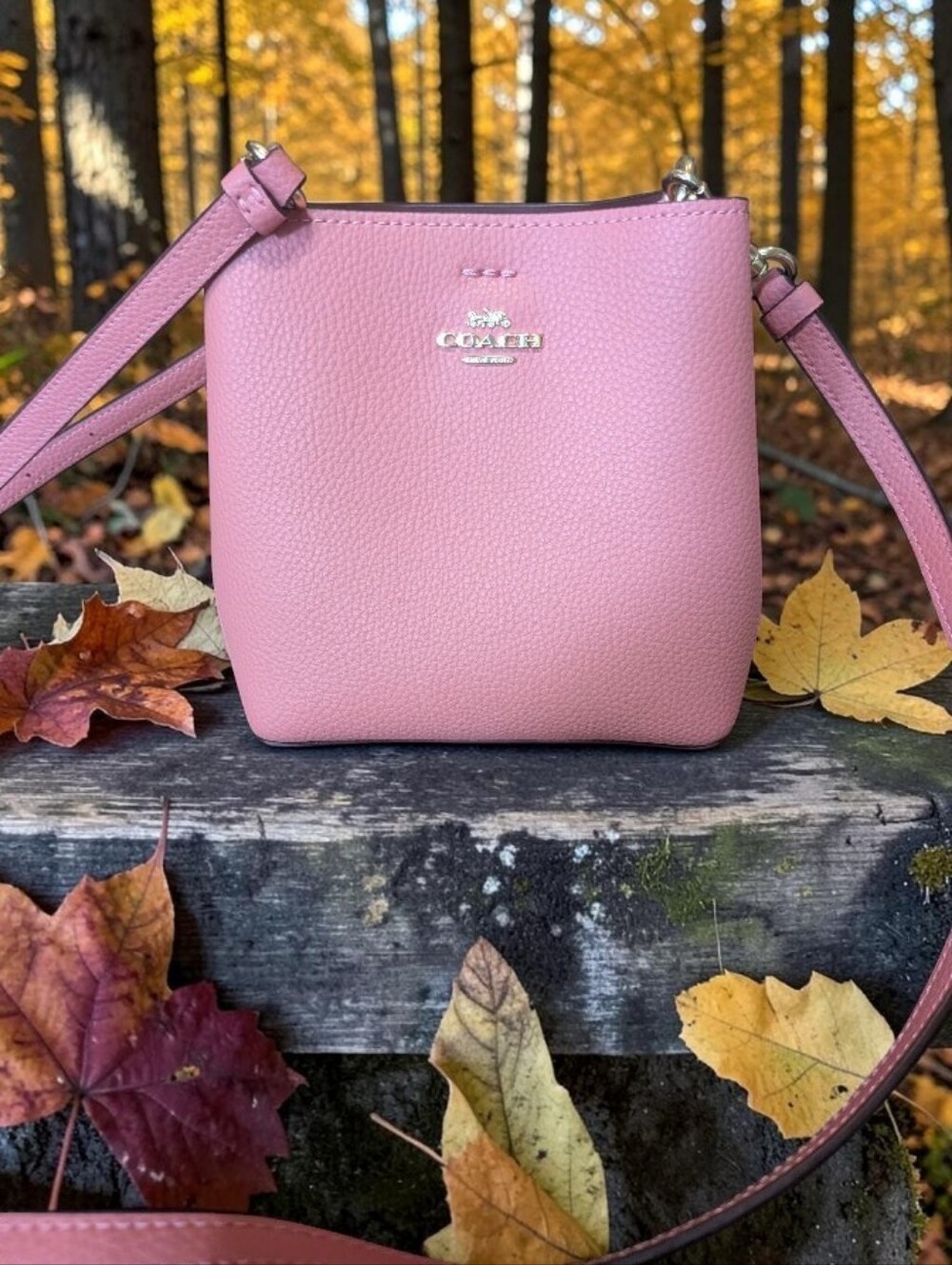 Coach Pink Pebbled Leather Crossbody Bag